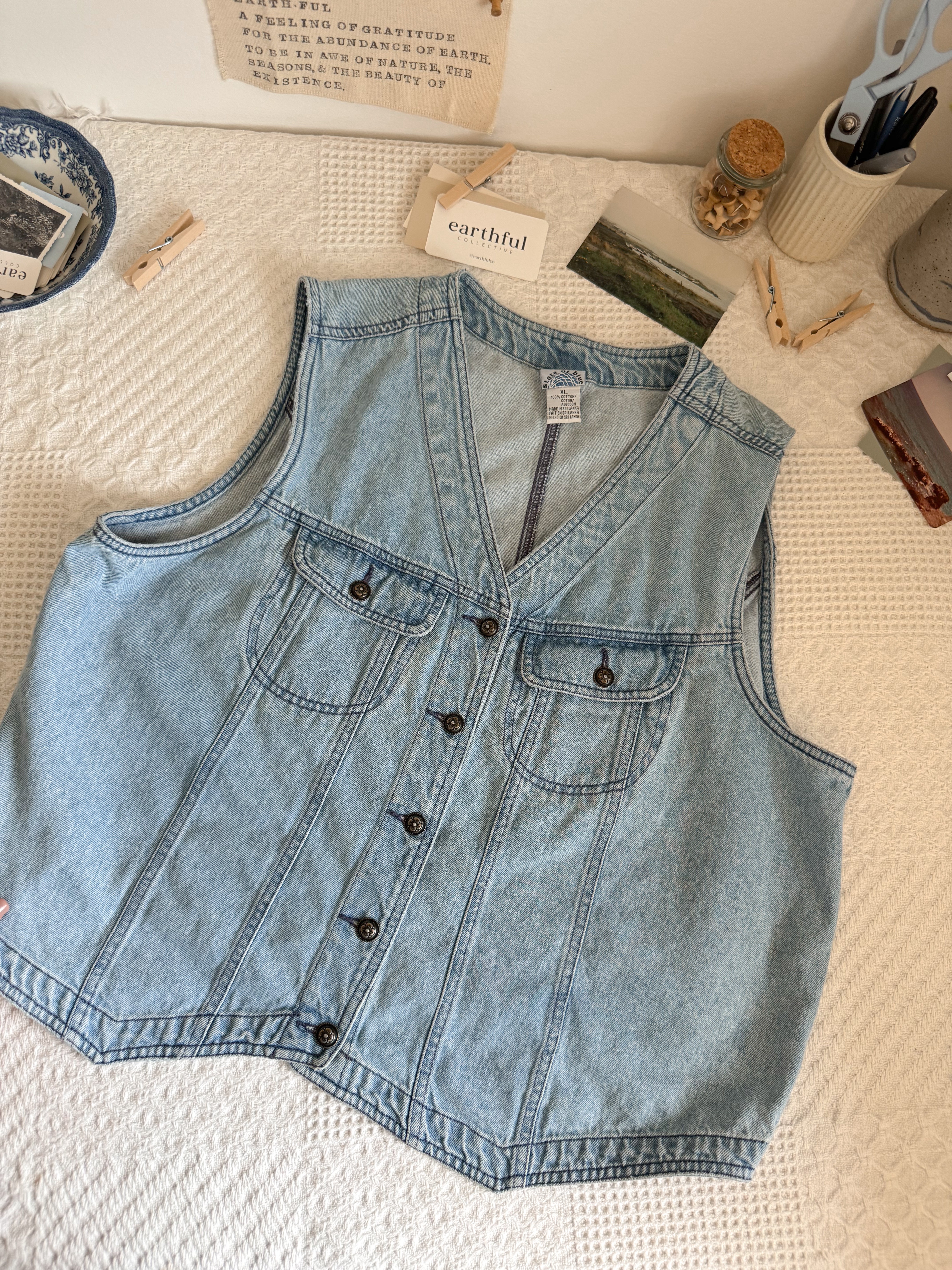 The Light Wash Denim Vest (XL)