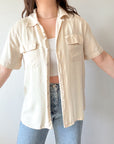 The Butter Yellow Silk Button Up (M)
