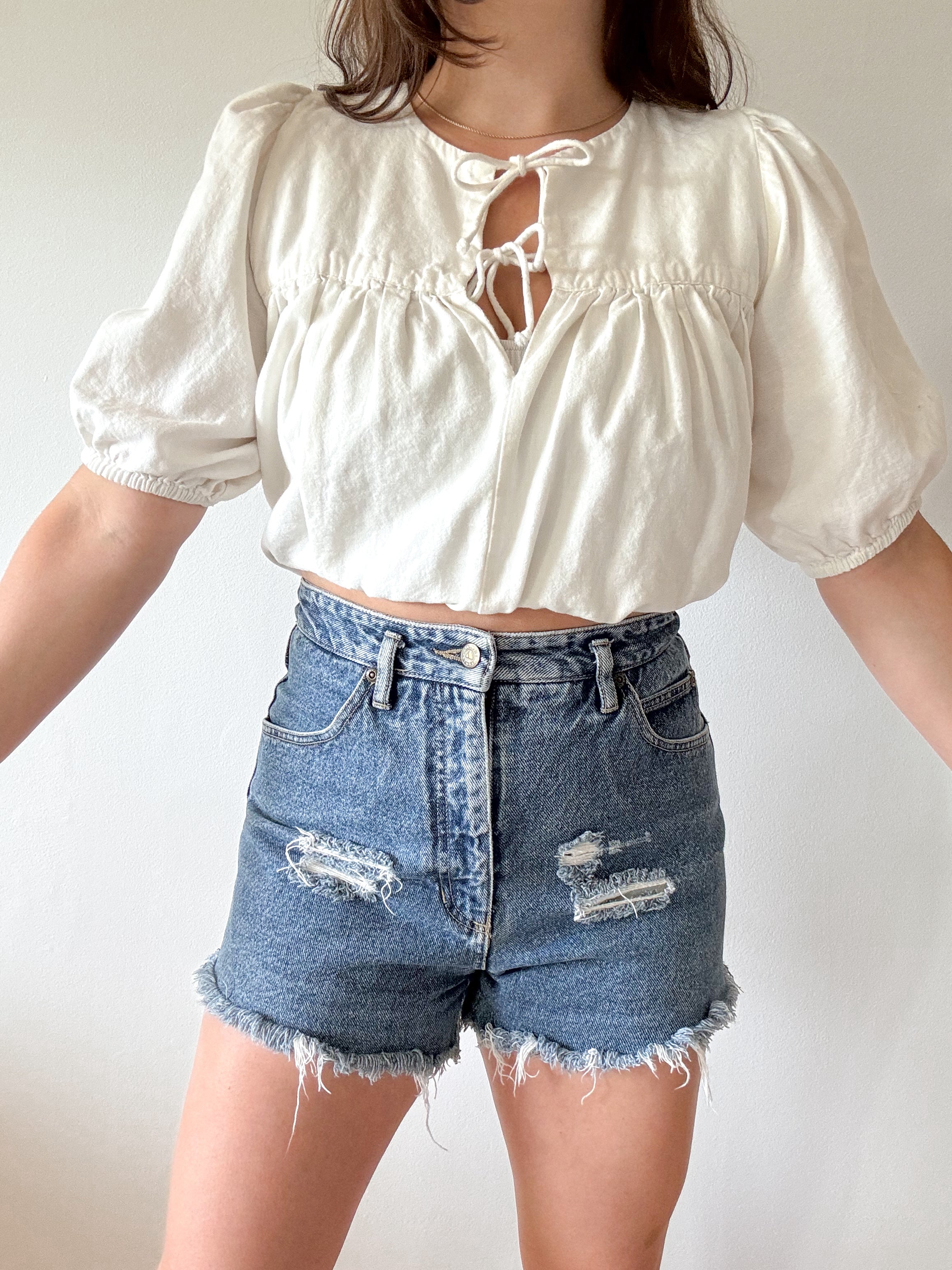 The Boutique Tie Peplum Top (S)