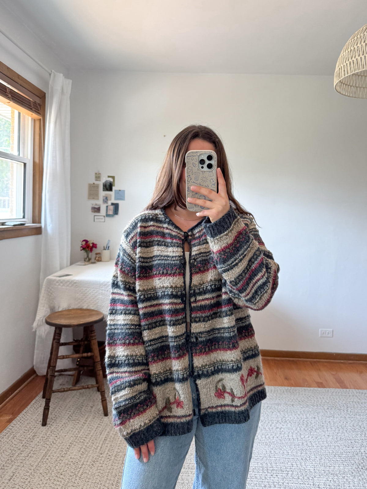 The Autumnal Cozy Striped Cardigan (XL)