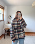 The Autumnal Cozy Striped Cardigan (XL)