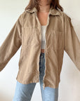 The Tan Textured Zip Up Shacket (L)