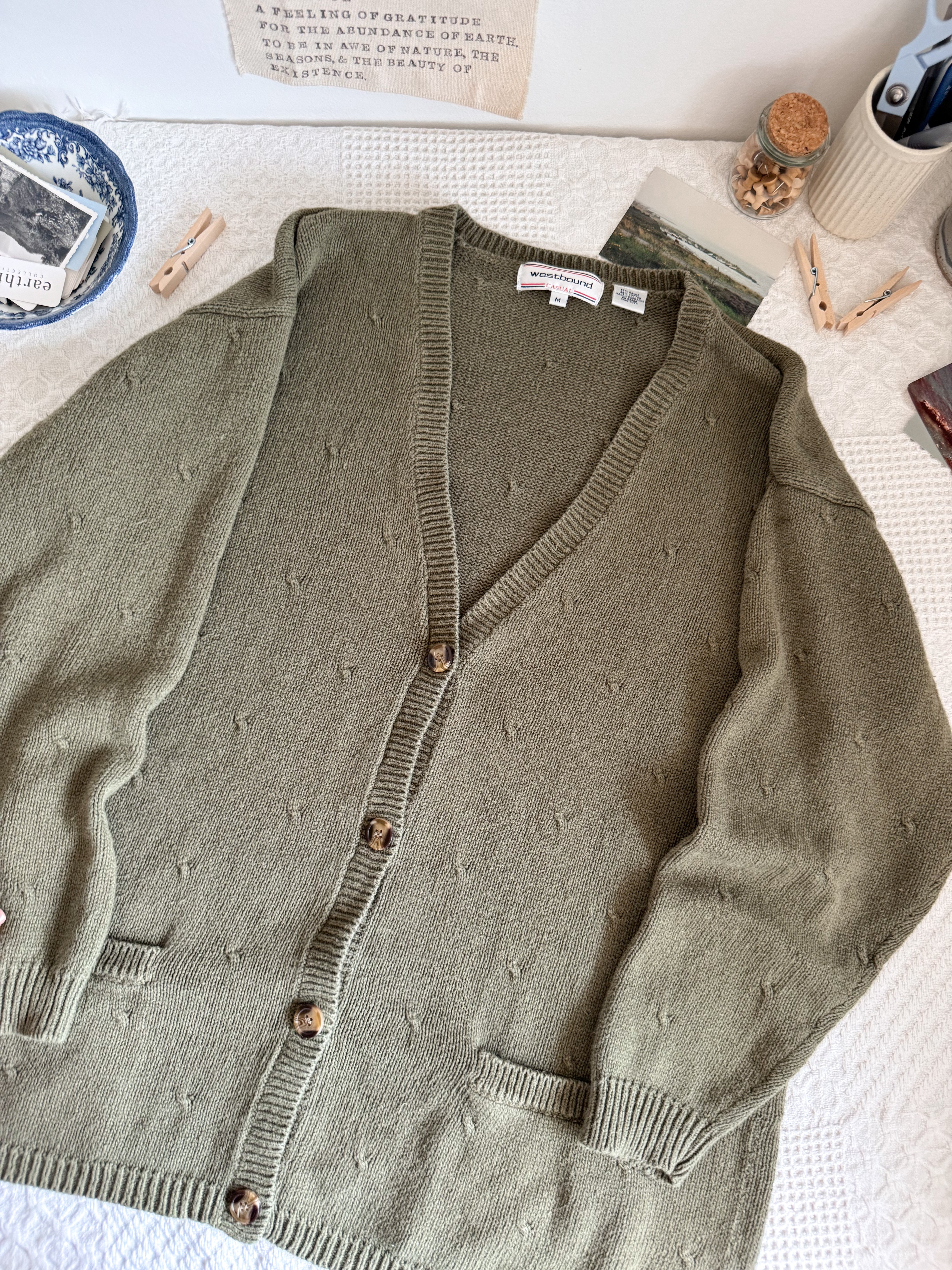 The Cozy Olive Cardigan (L)