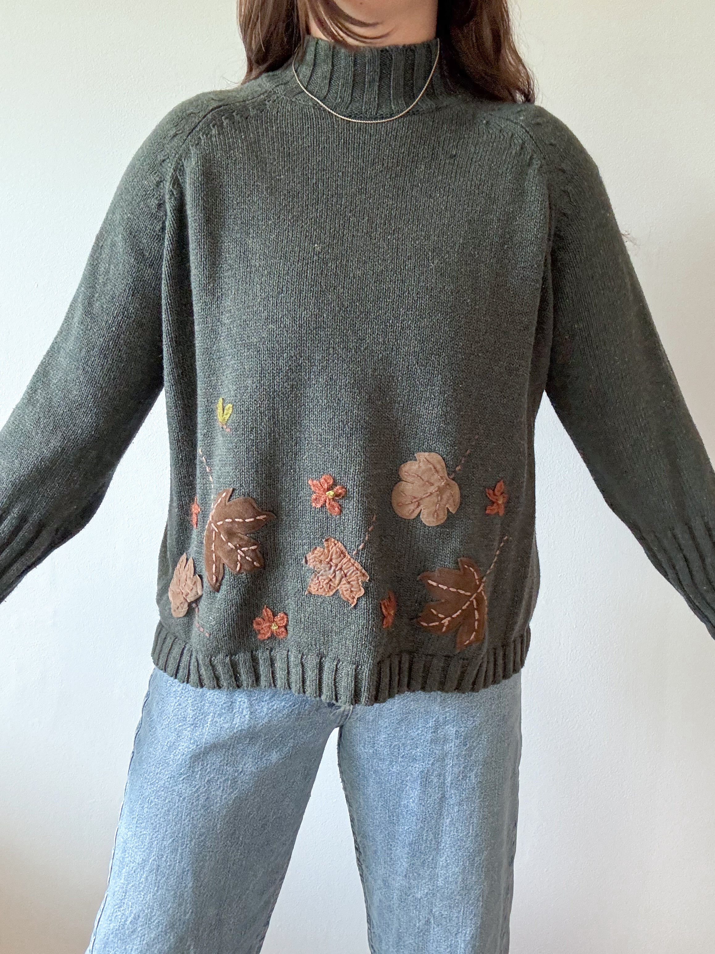 The Leafy Moss Mock Neck Sweater (L)