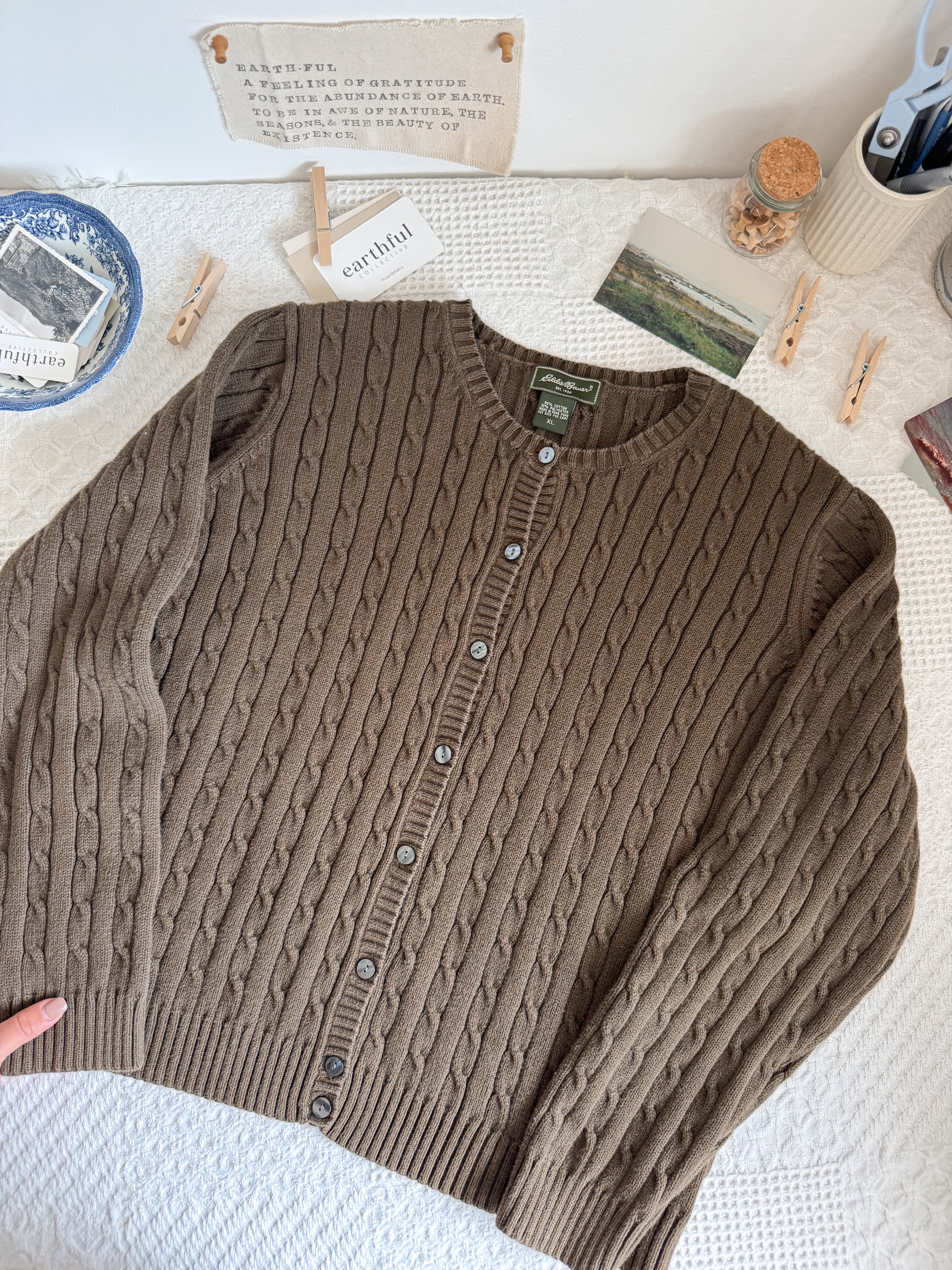 The Dark Olive Cable Cardigan (L)