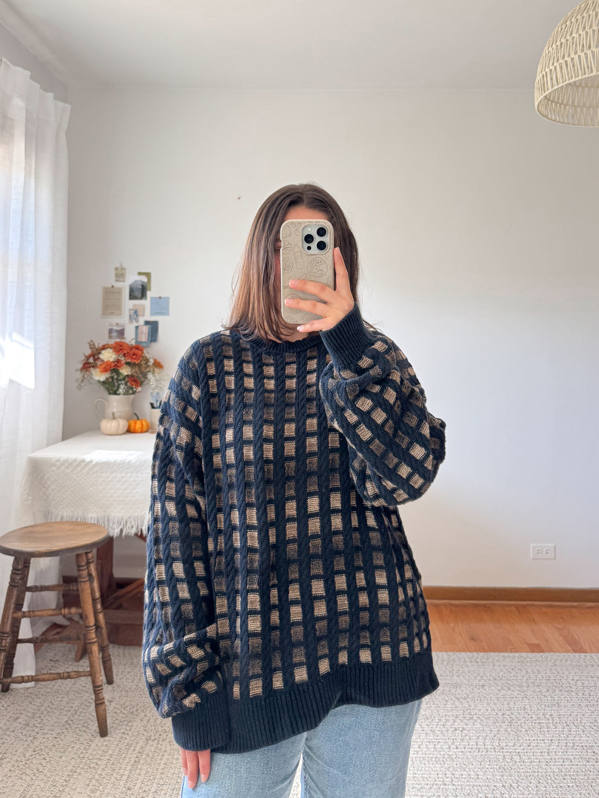 The Navy Squares Sweater (L)