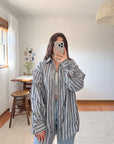 The Beachy Striped Button Up (L)