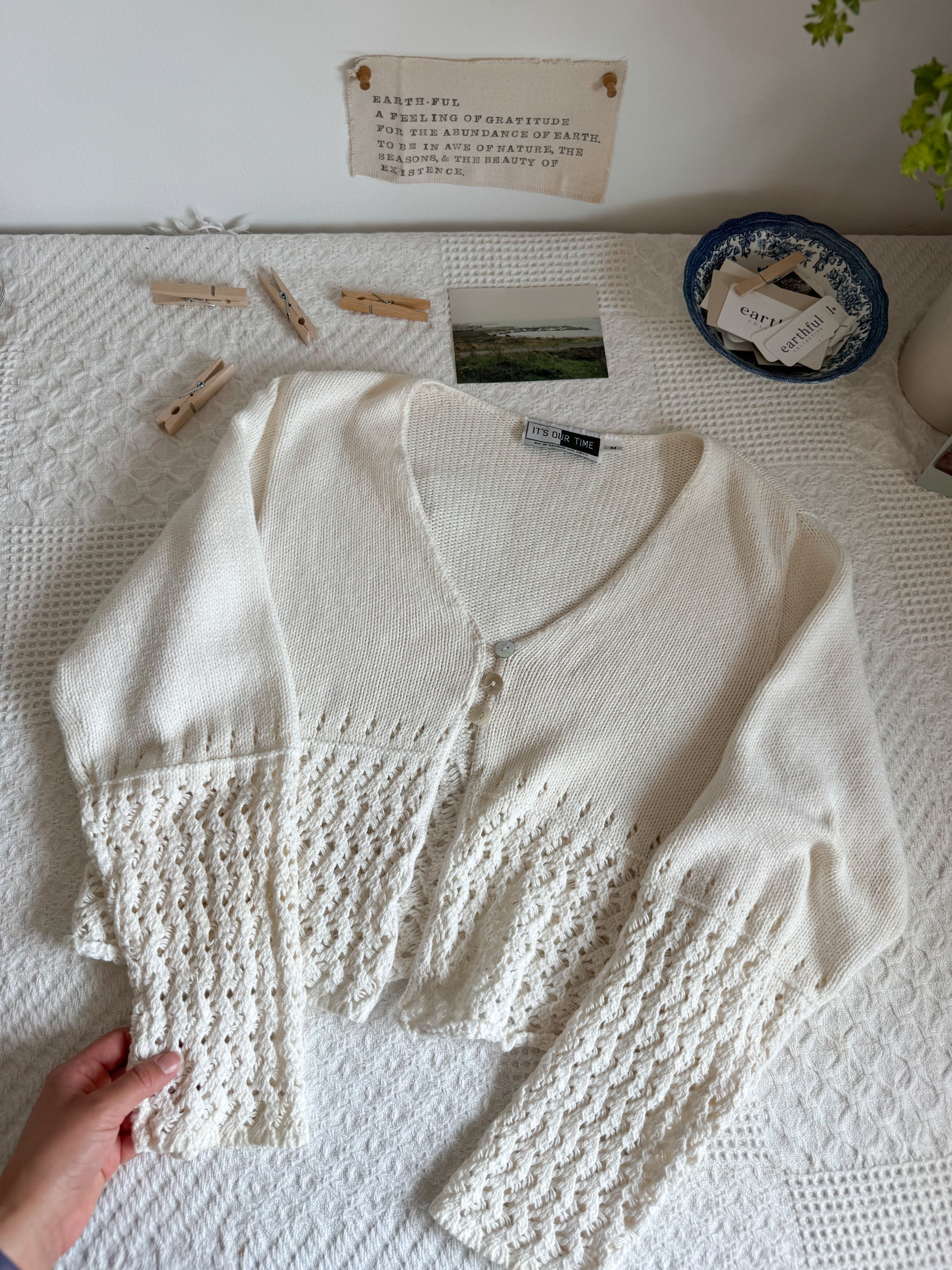 The Tri Pearl Button Cardigan (M)