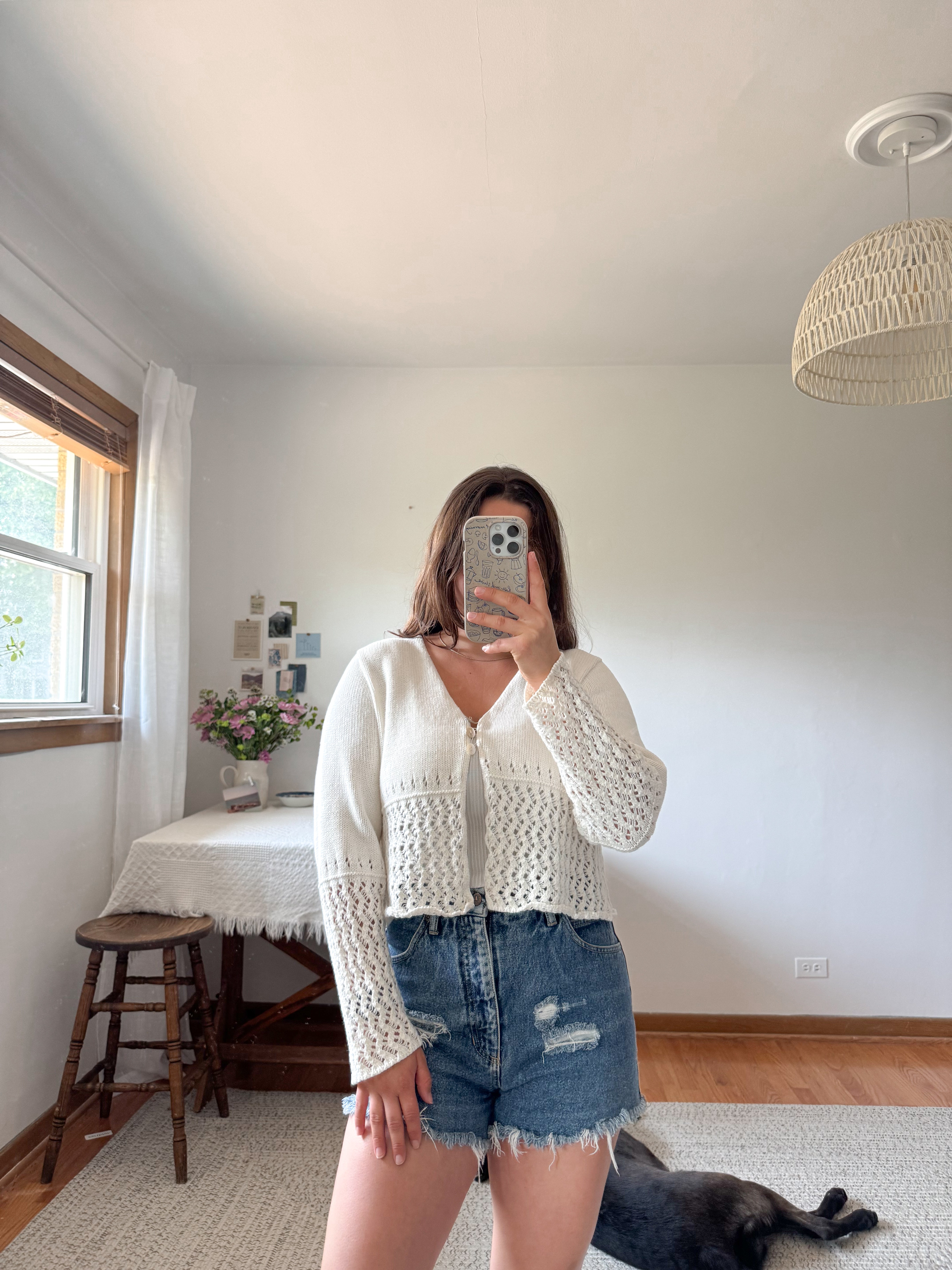 The Tri Pearl Button Cardigan (M)