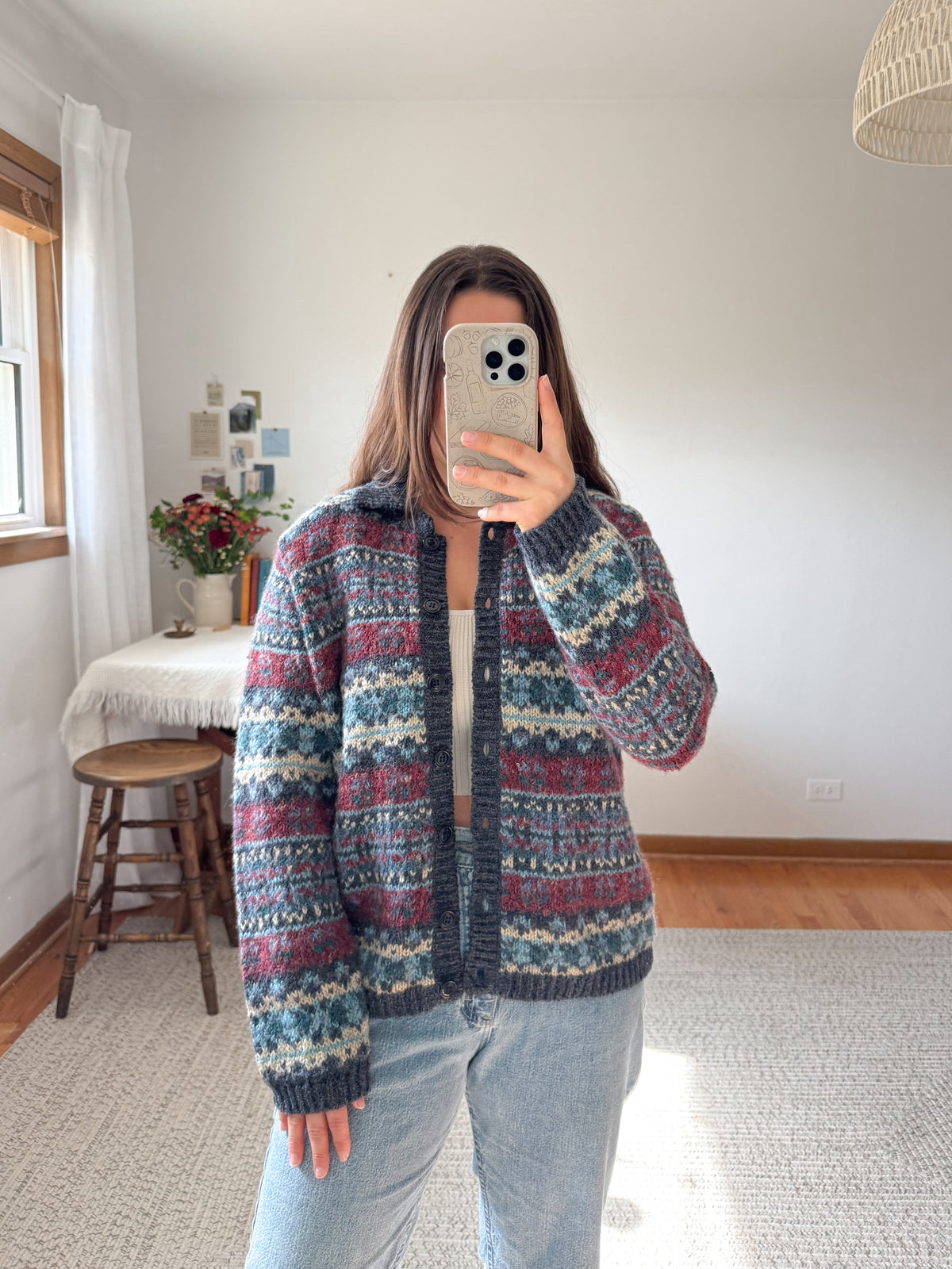 The Autumn Sunset Fair Isle Cardigan (M)