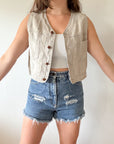 The Oat Linen Cropped Vest (S)