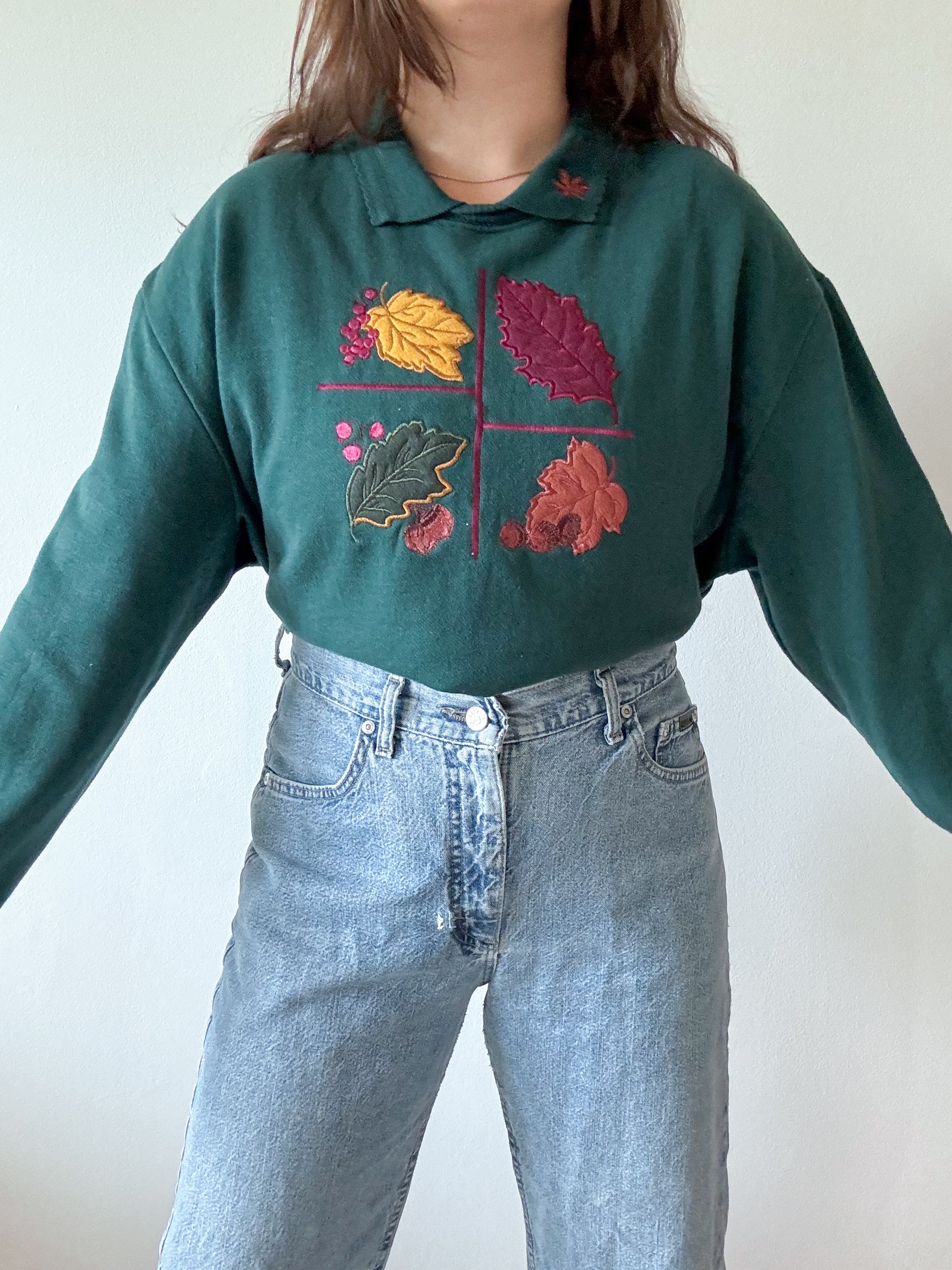 The Forest Leaf Collared Crewneck (XL)