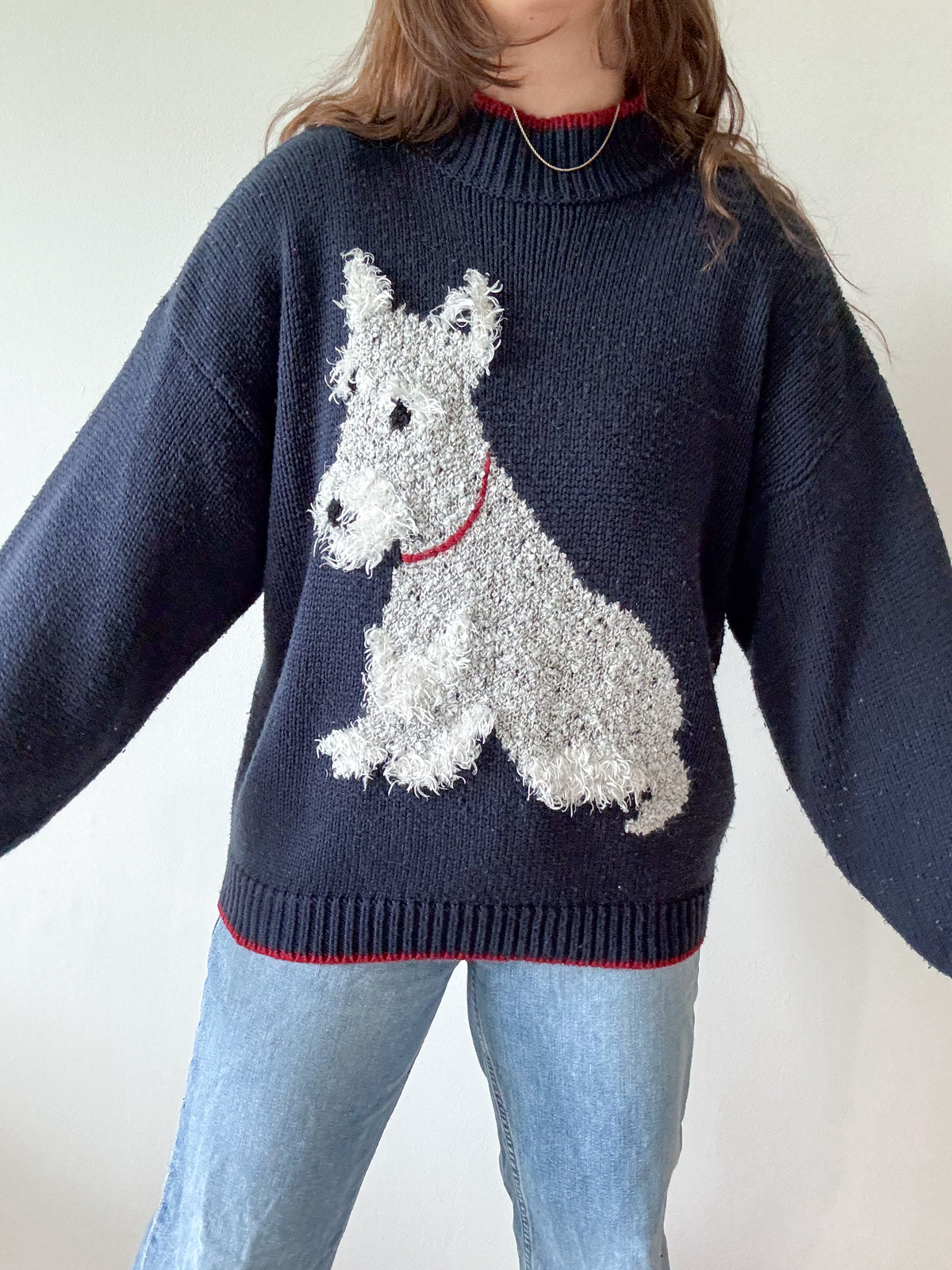 The Schnauzer Navy Mock Neck Sweater (L)