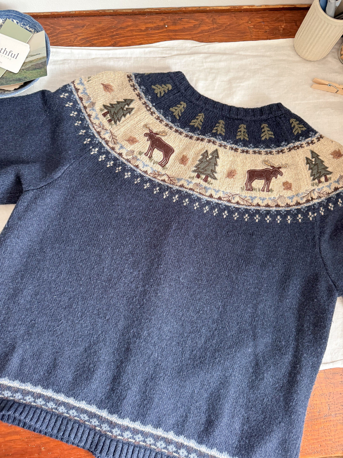 The Fair Isle Moose Cardigan (XL)