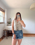 The Oat Linen Cropped Vest (S)