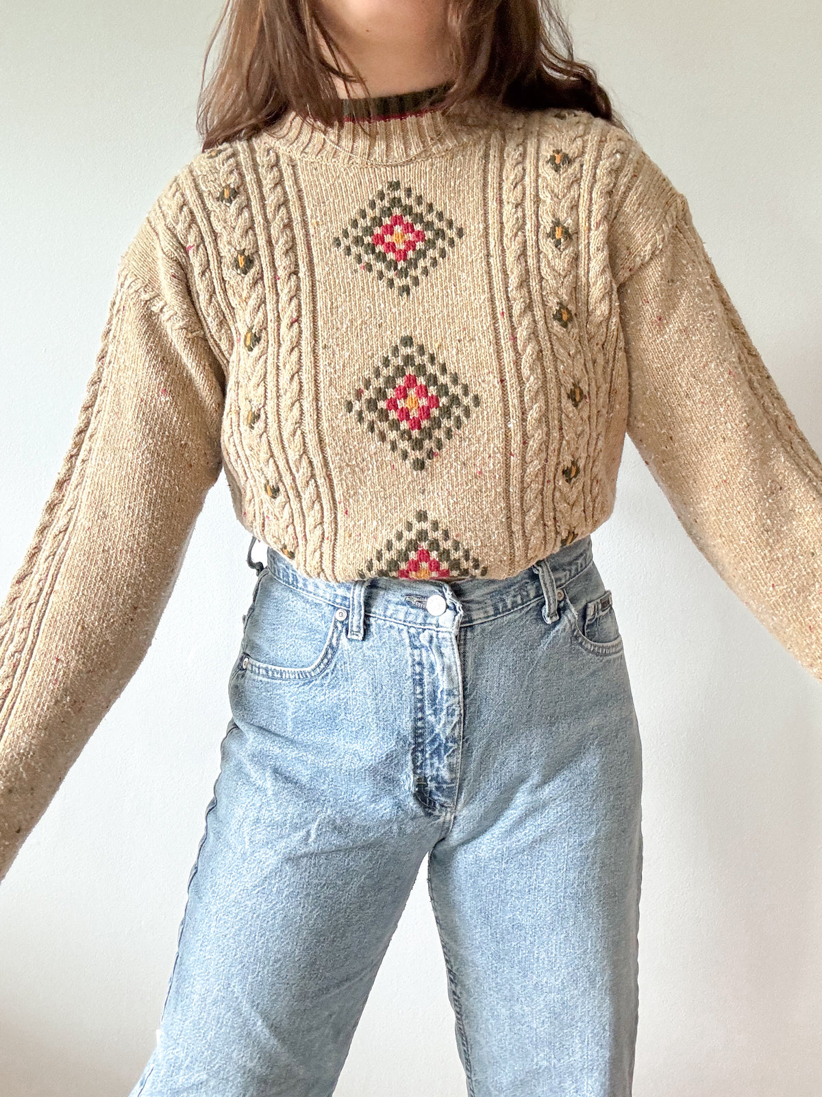 The Autumn Aztec Mock Neck Sweater (S)