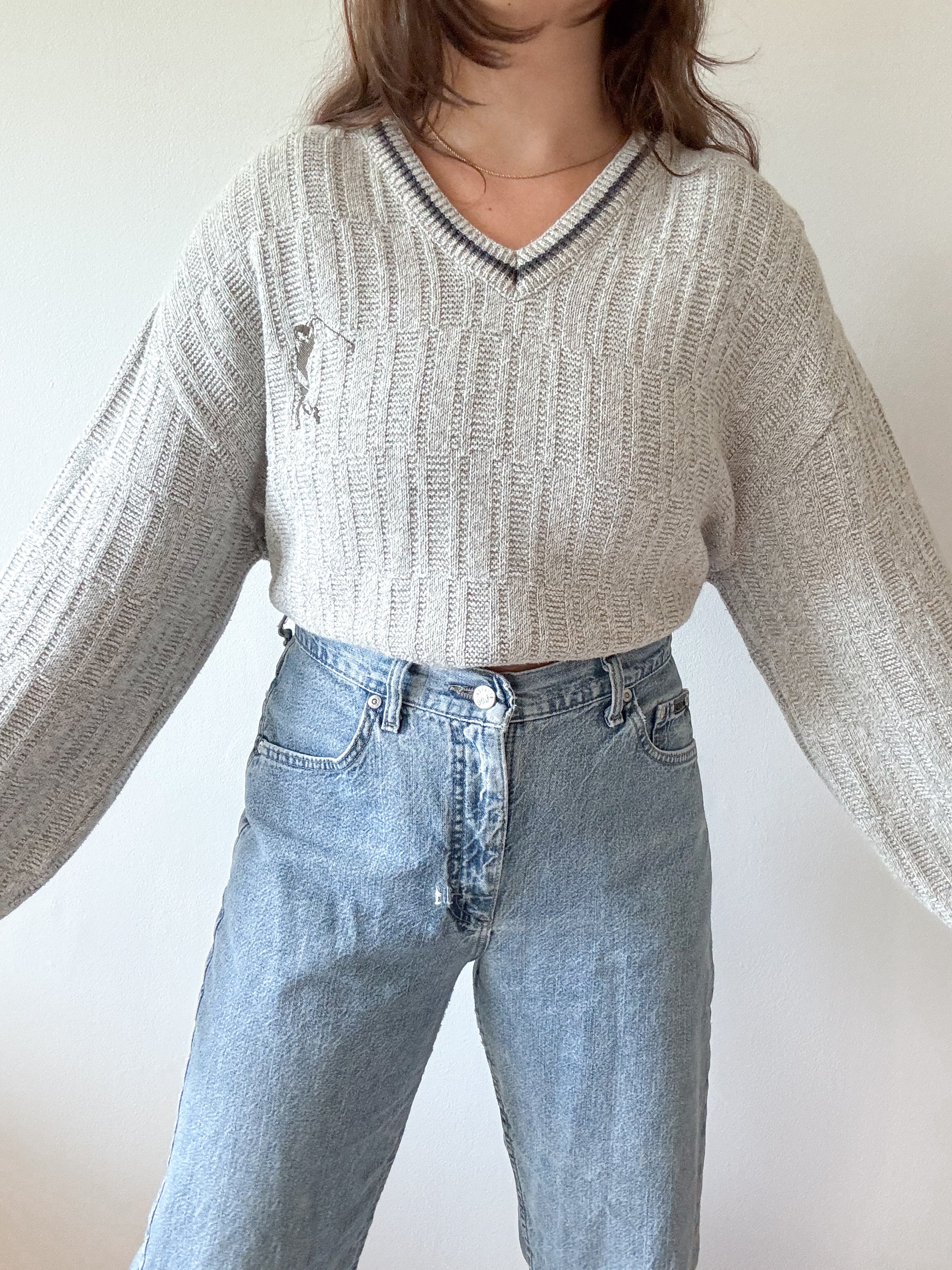 The Cozy Grey Golf Sweater (L)