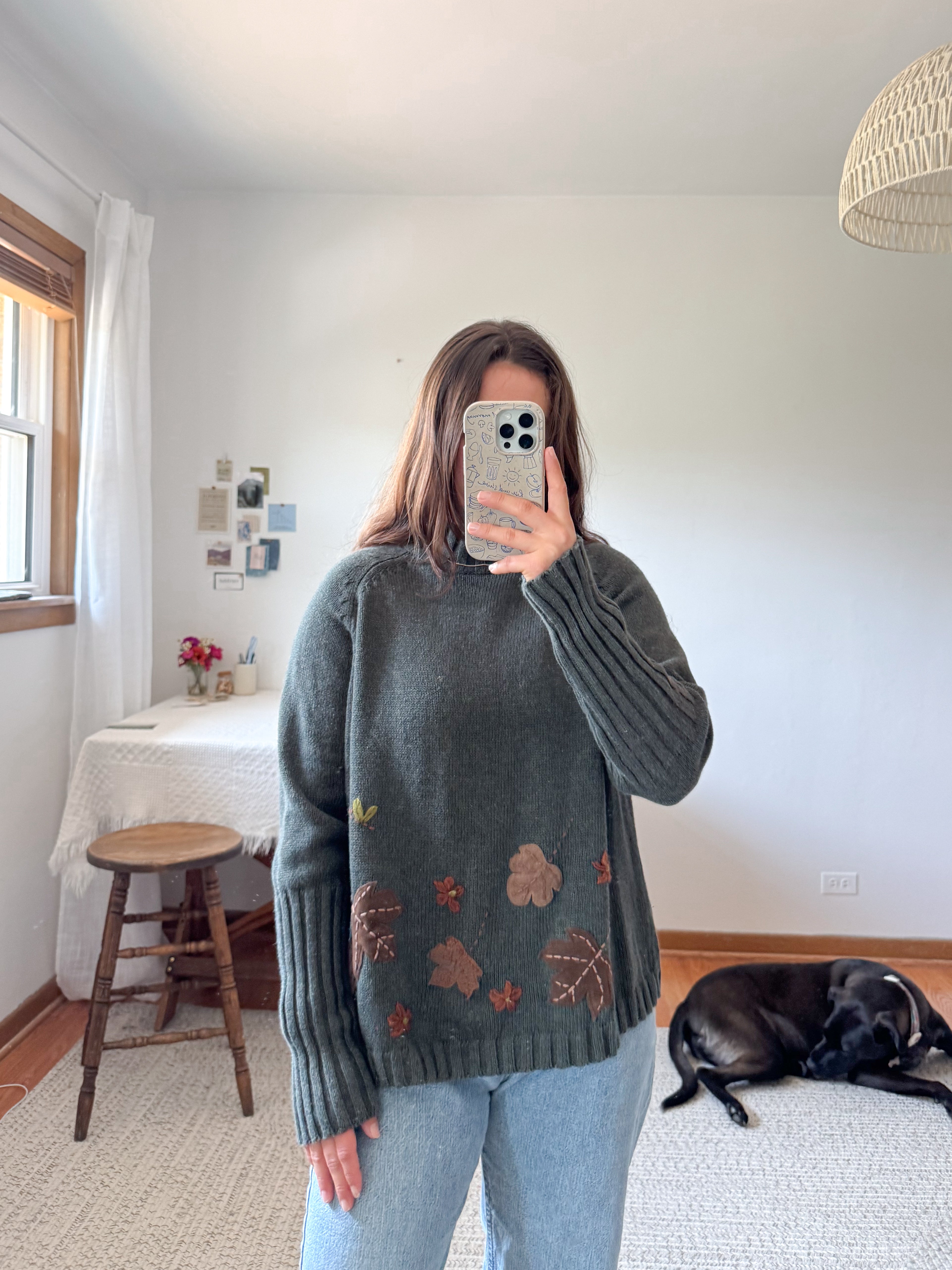 The Leafy Moss Mock Neck Sweater (L)