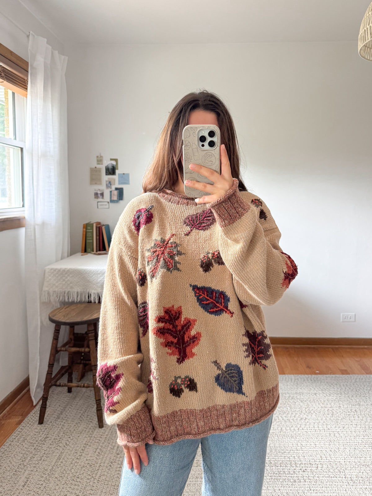 The Autumnal Leaf Rolled Neck Sweater (L)