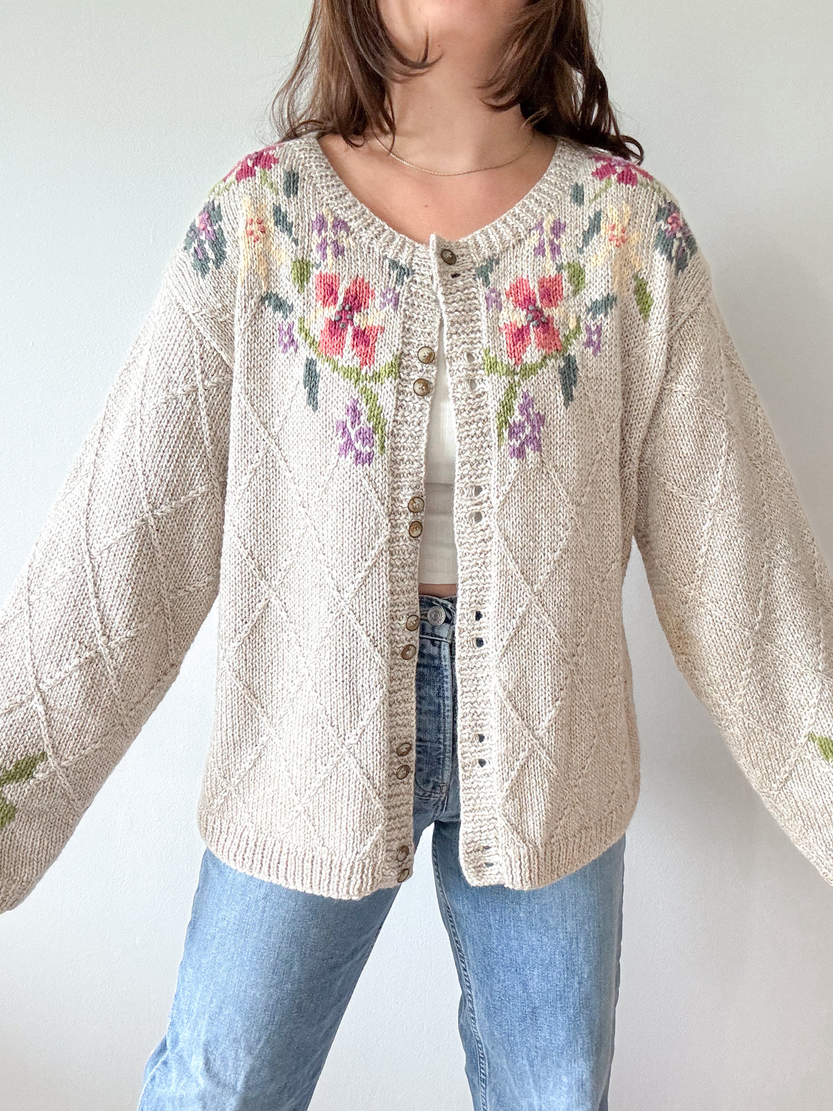 The Floral Bean Cardigan (L)