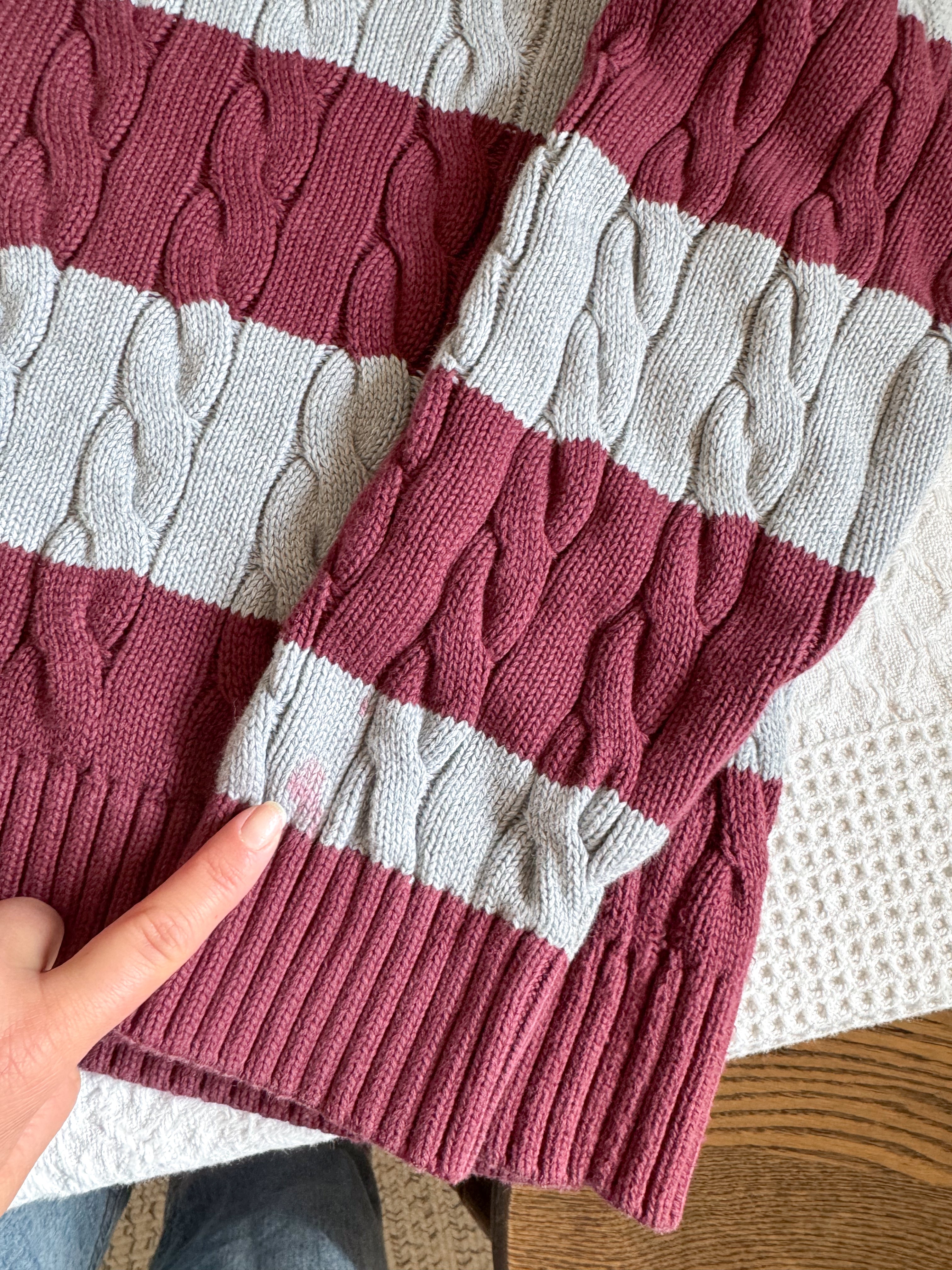 The Striped Currant Cable Sweater (L)