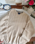 The Textured Chevron Beige Sweater (XL)
