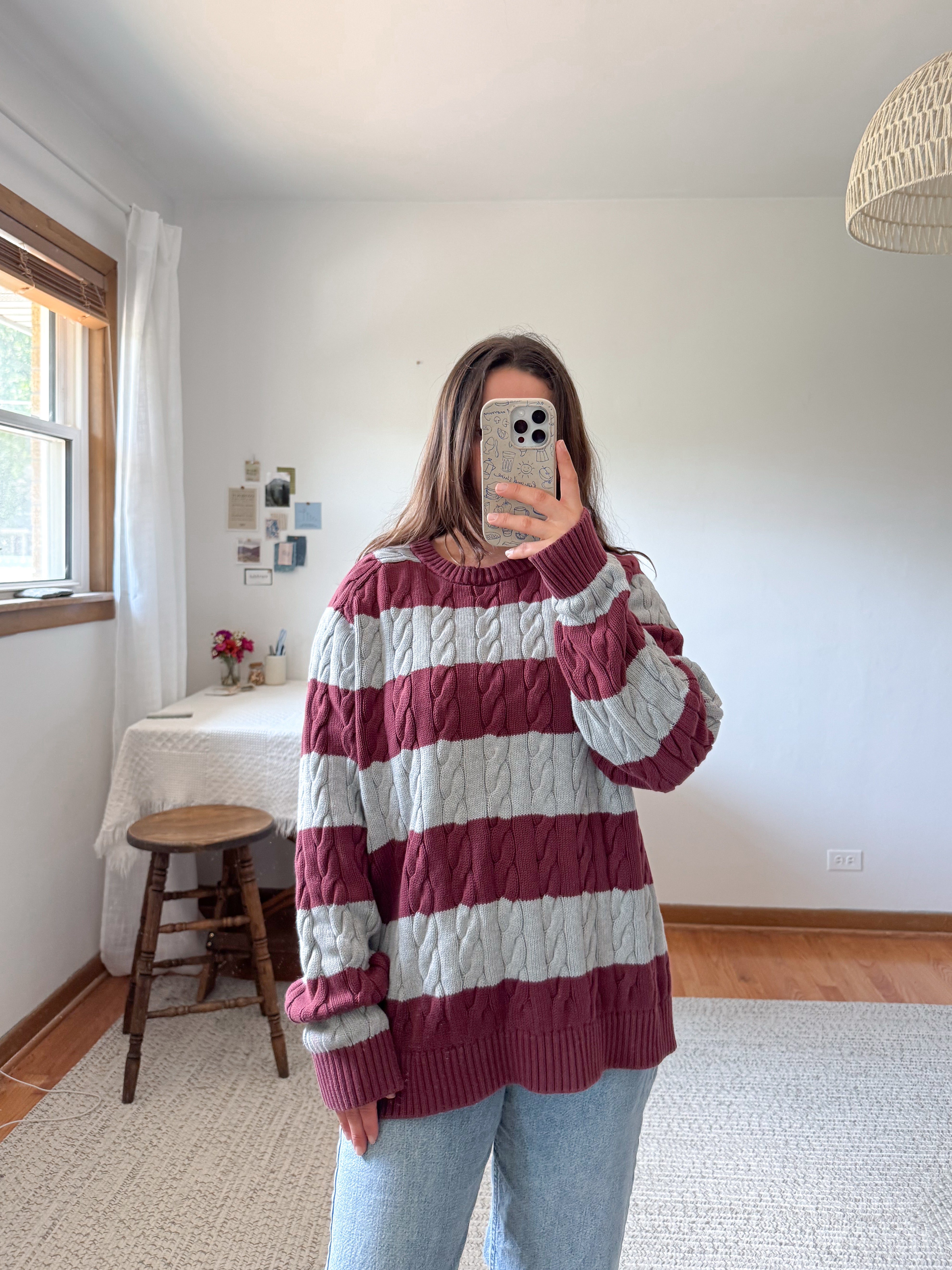 The Striped Currant Cable Sweater (L)