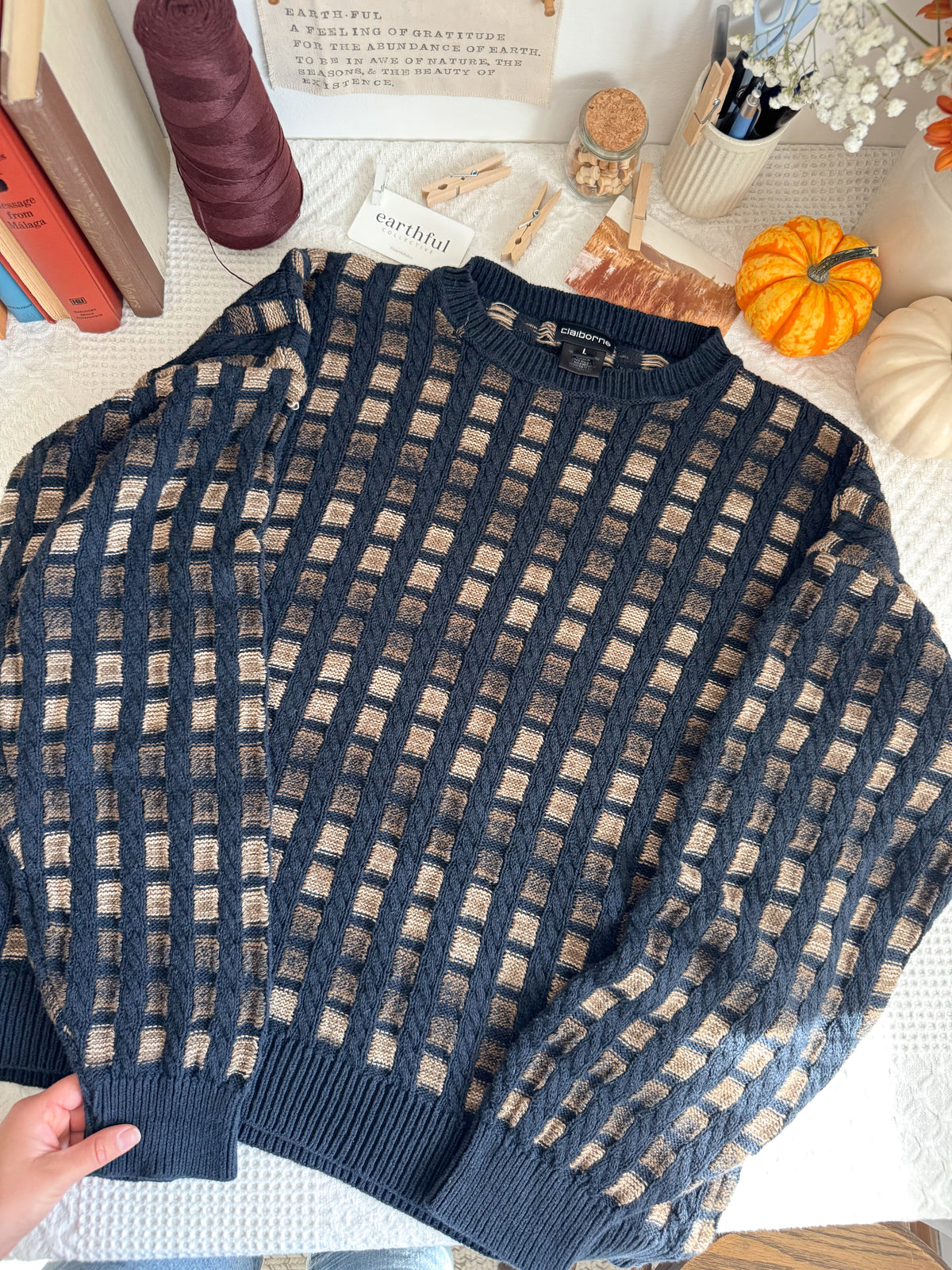 The Navy Squares Sweater (L)