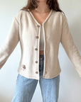 The Beige Subtle Leaf Cardigan (M)