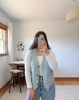 The Pinstripe Denim Vest (S)
