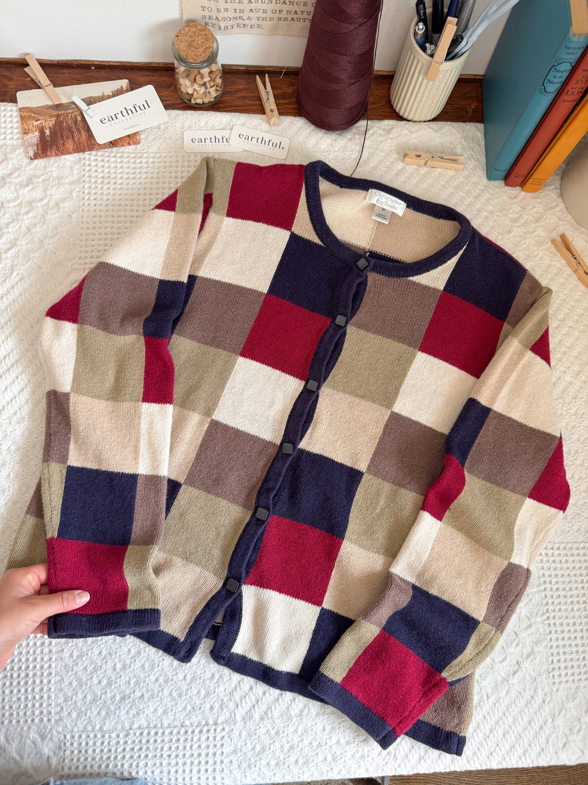 The Trendy Checkered Cardigan (M)