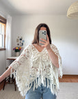 The Y2K Crochet Fringe Poncho Style Top (M)