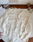 The Silk Tie Sleeve Button Up (M)