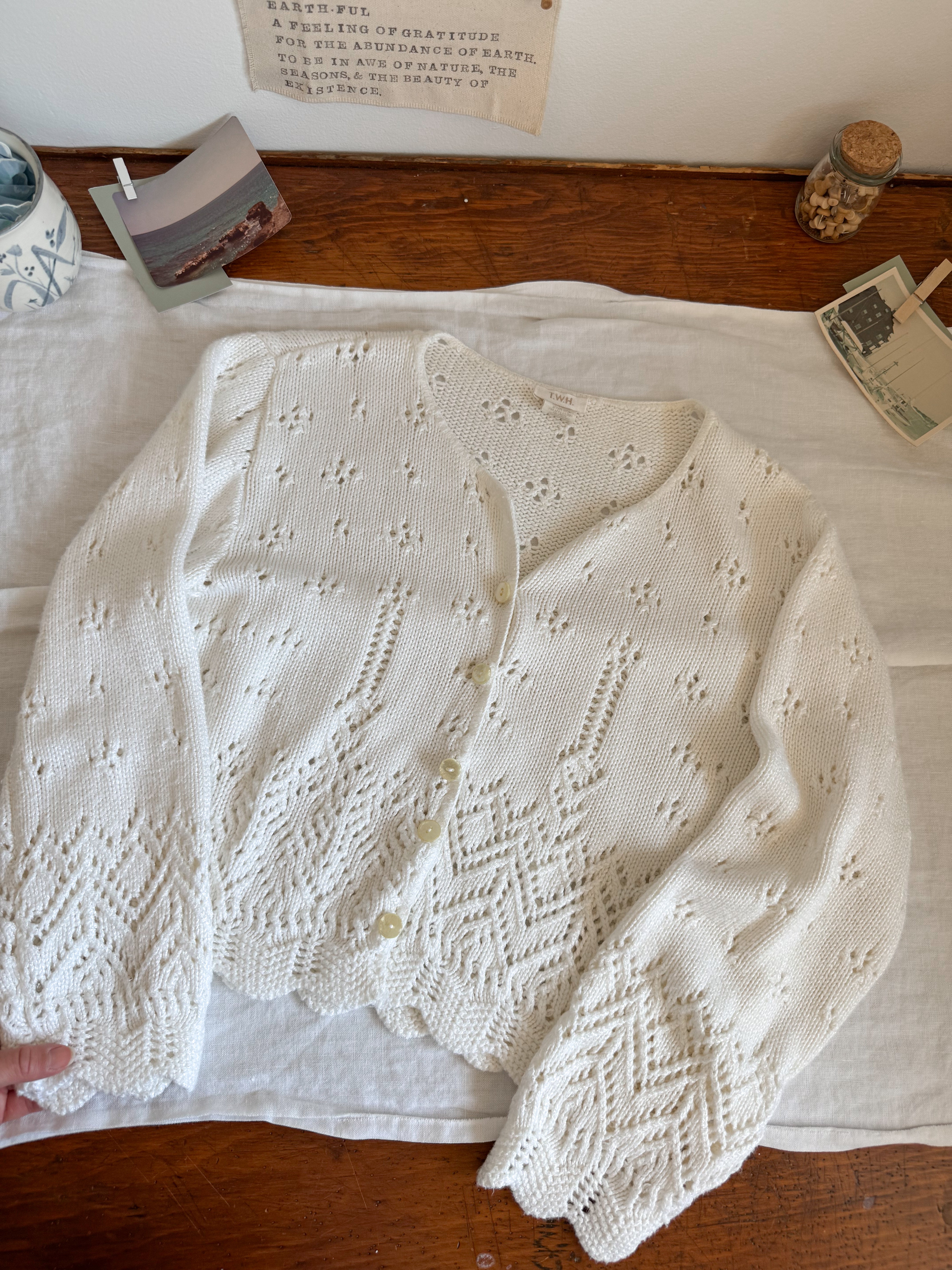 The Crochet Cropped Cloud Cardigan (L)