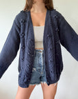 The Navy Puff Dot Cardigan (XL)