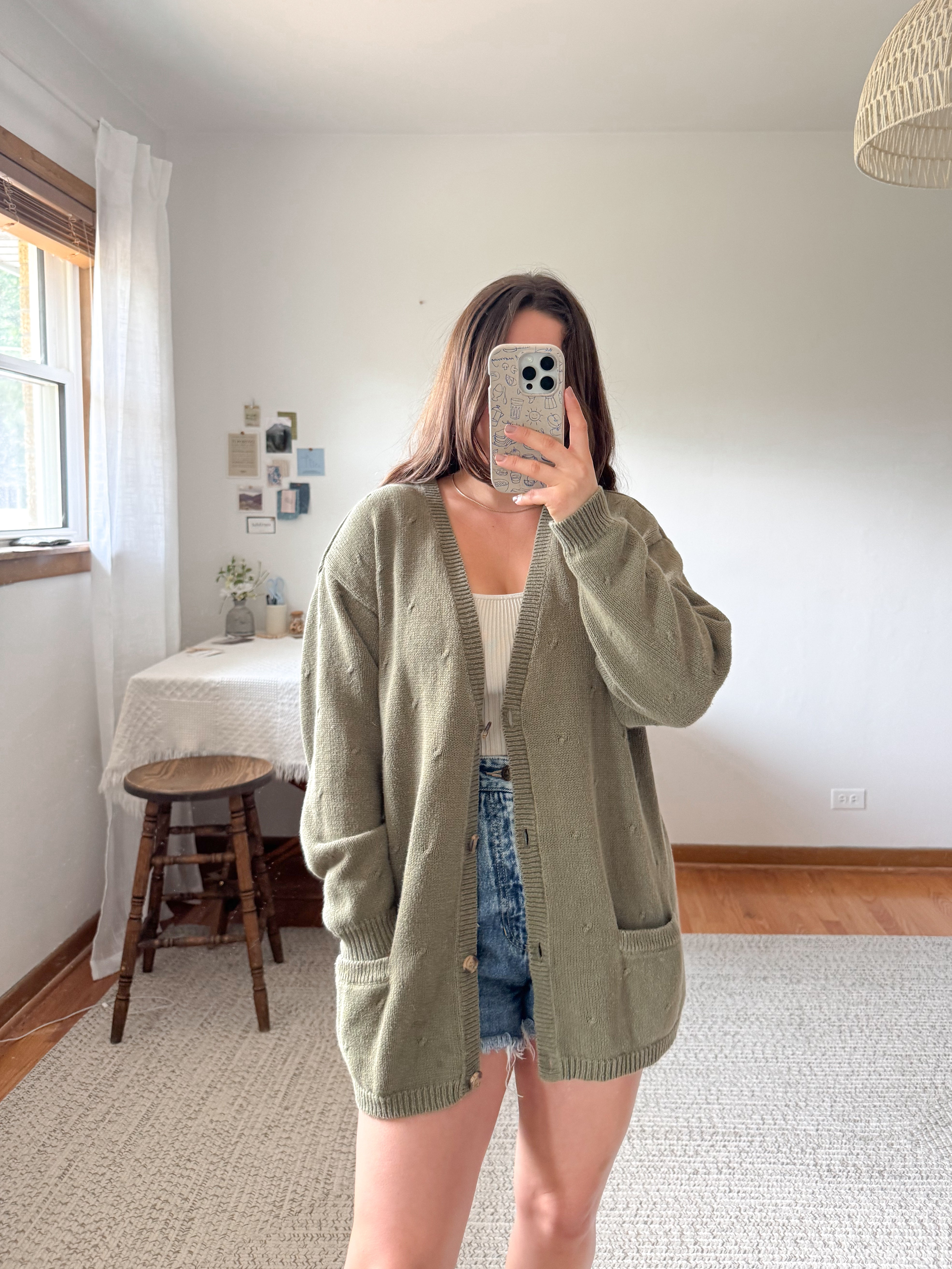 The Cozy Olive Cardigan (L)