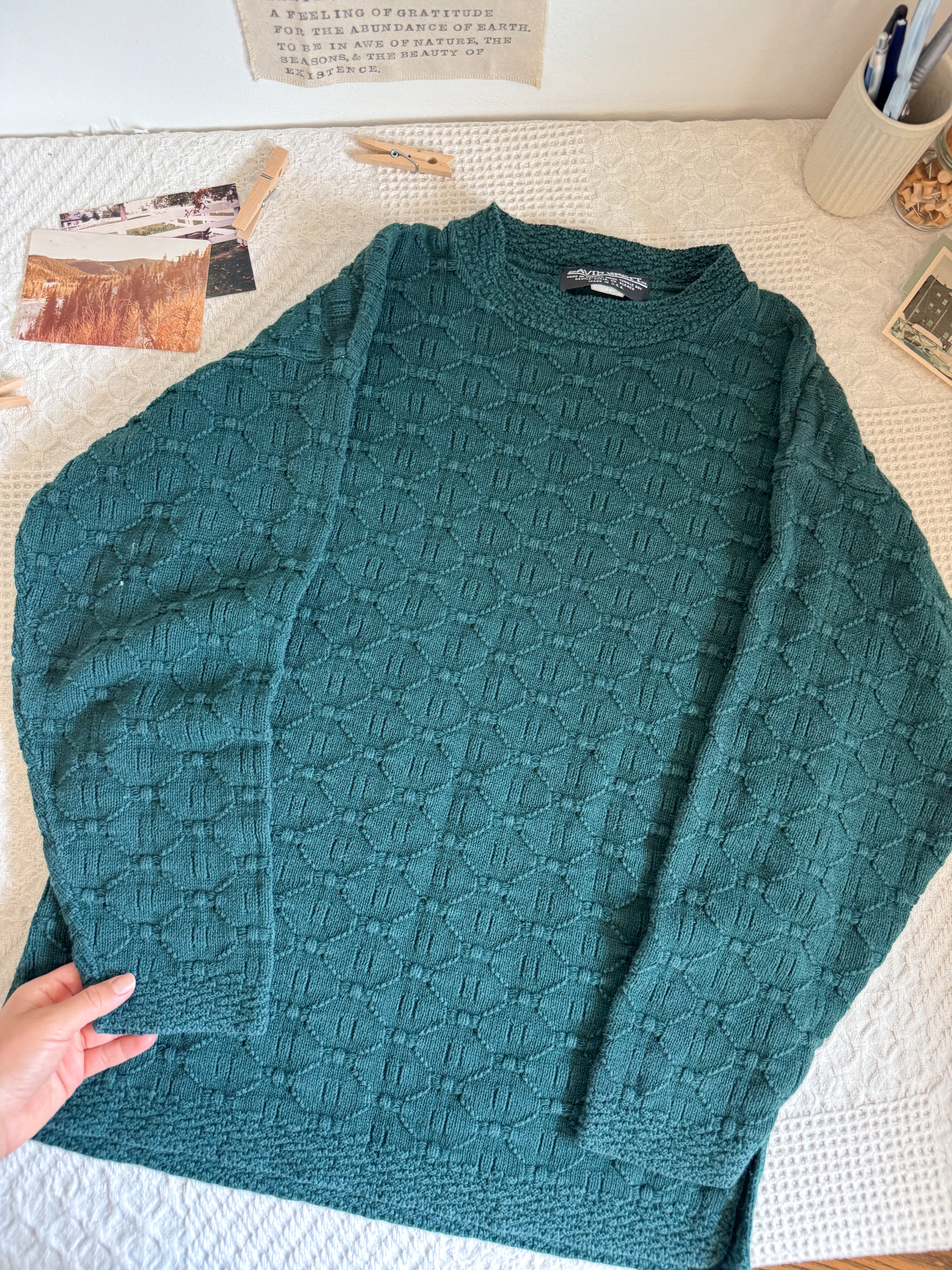 The Forest Green Textured Sweater (M)