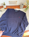 The Polo Navy V Neck Sweater (L)
