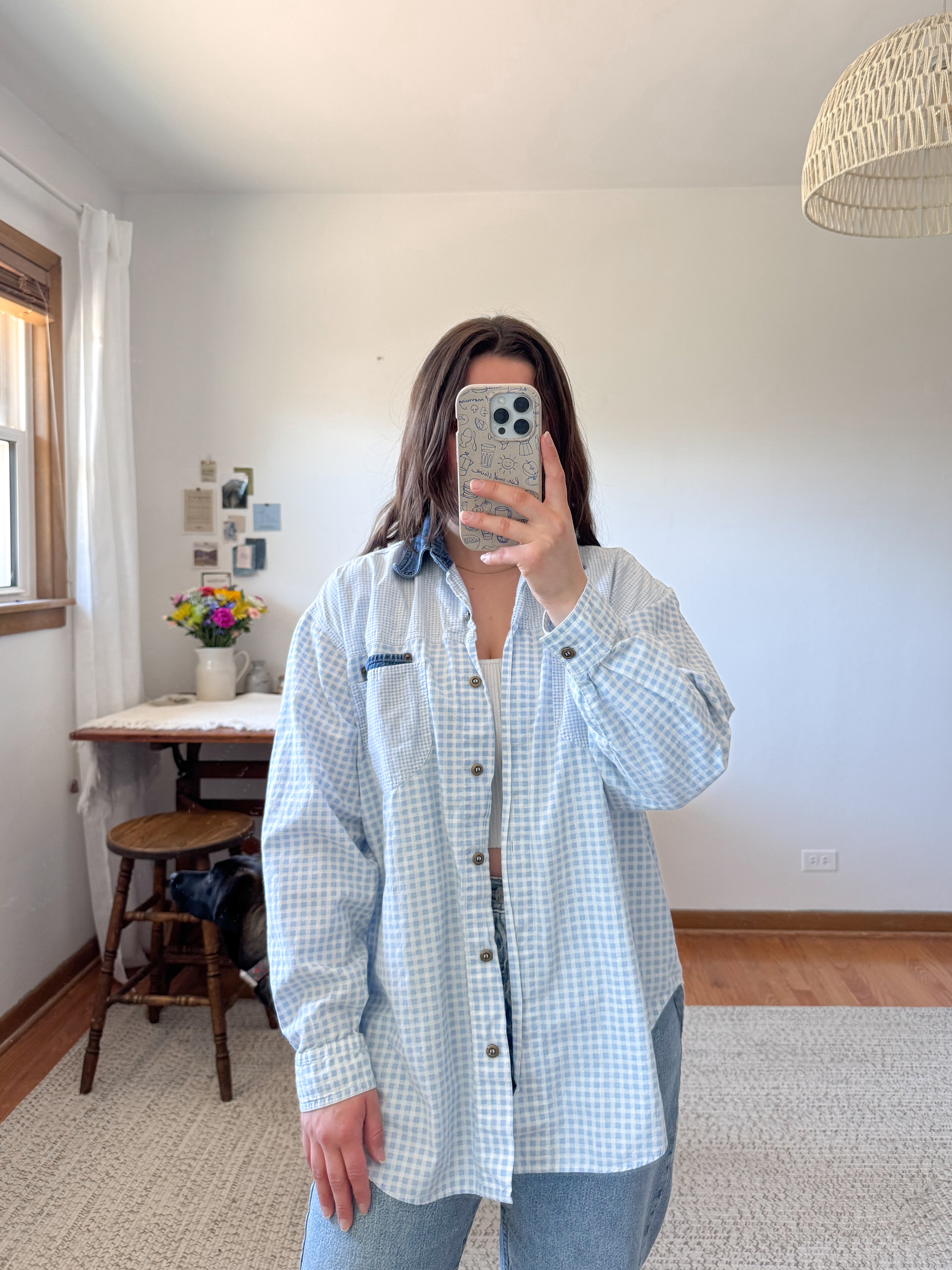 The Blue Gingham Button Up (L)