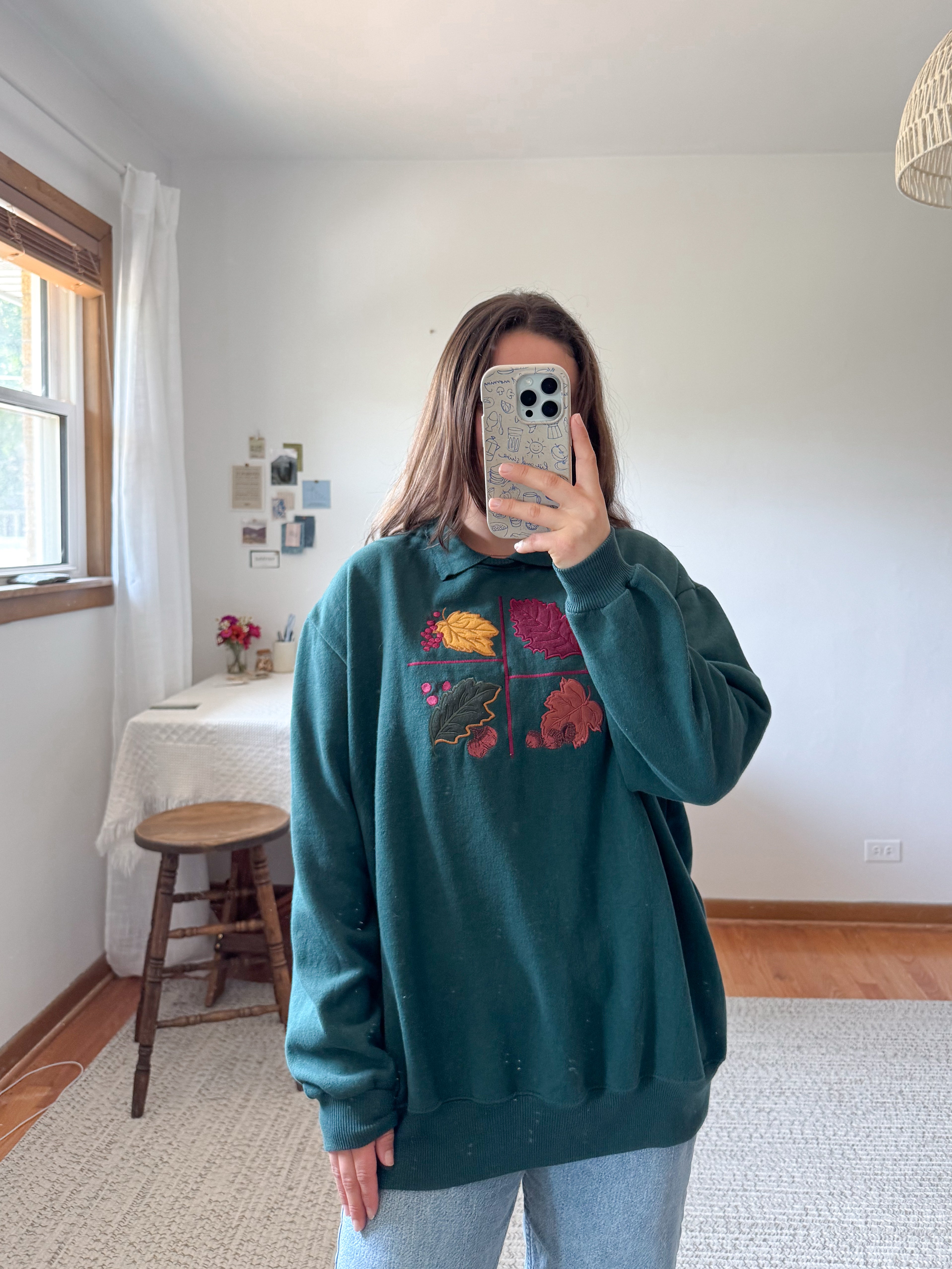 The Forest Leaf Collared Crewneck (XL)