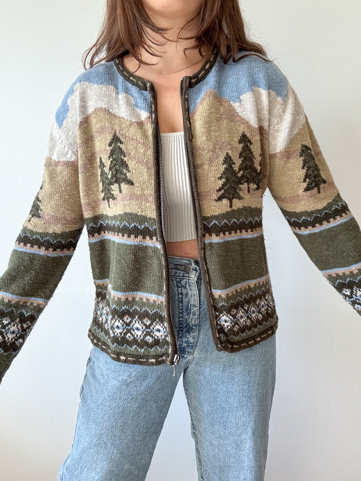 The Fair Isle Tree Zip Up (M)