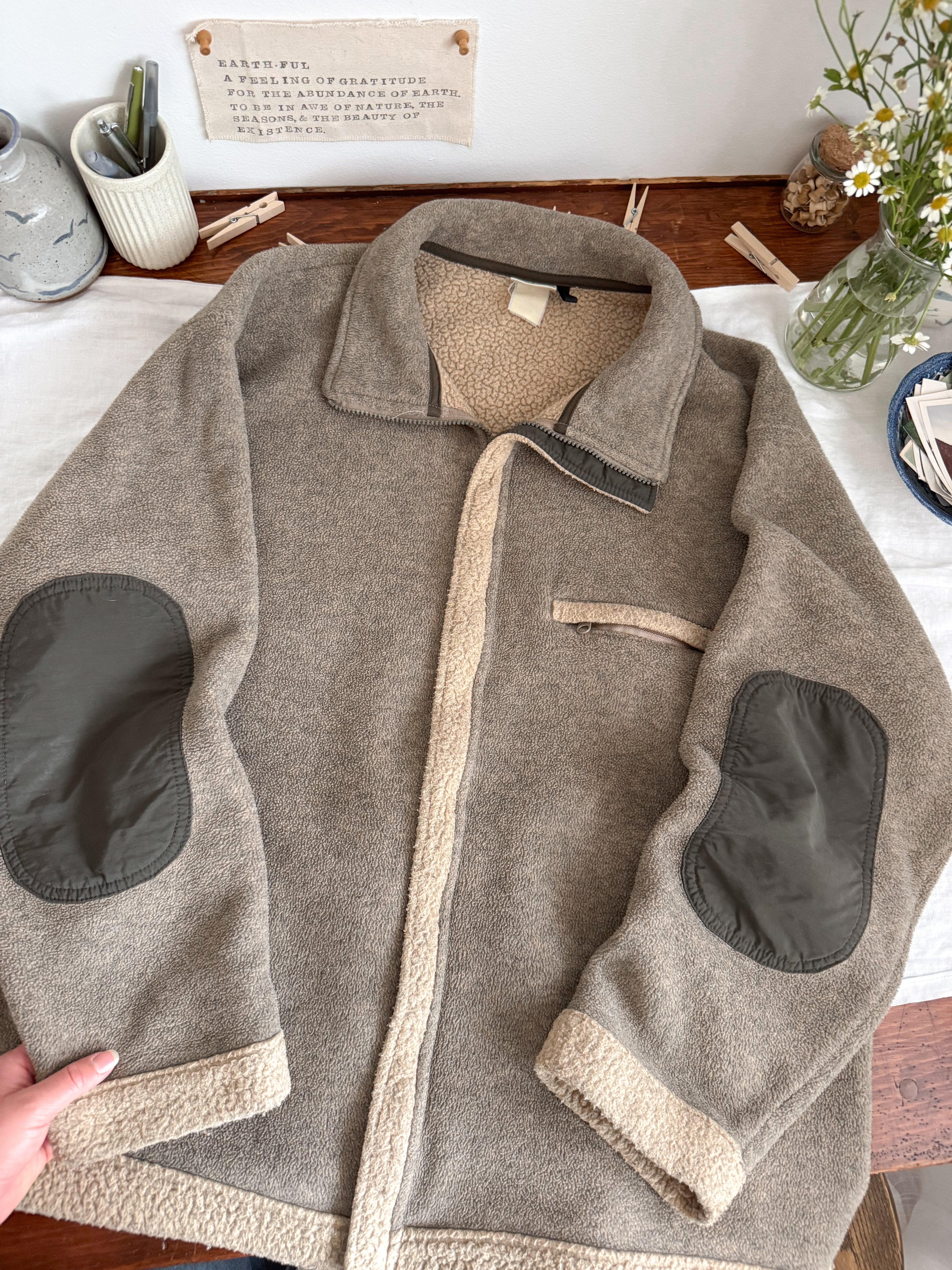 The Fleece Elbow Patch Zip Up (XL)