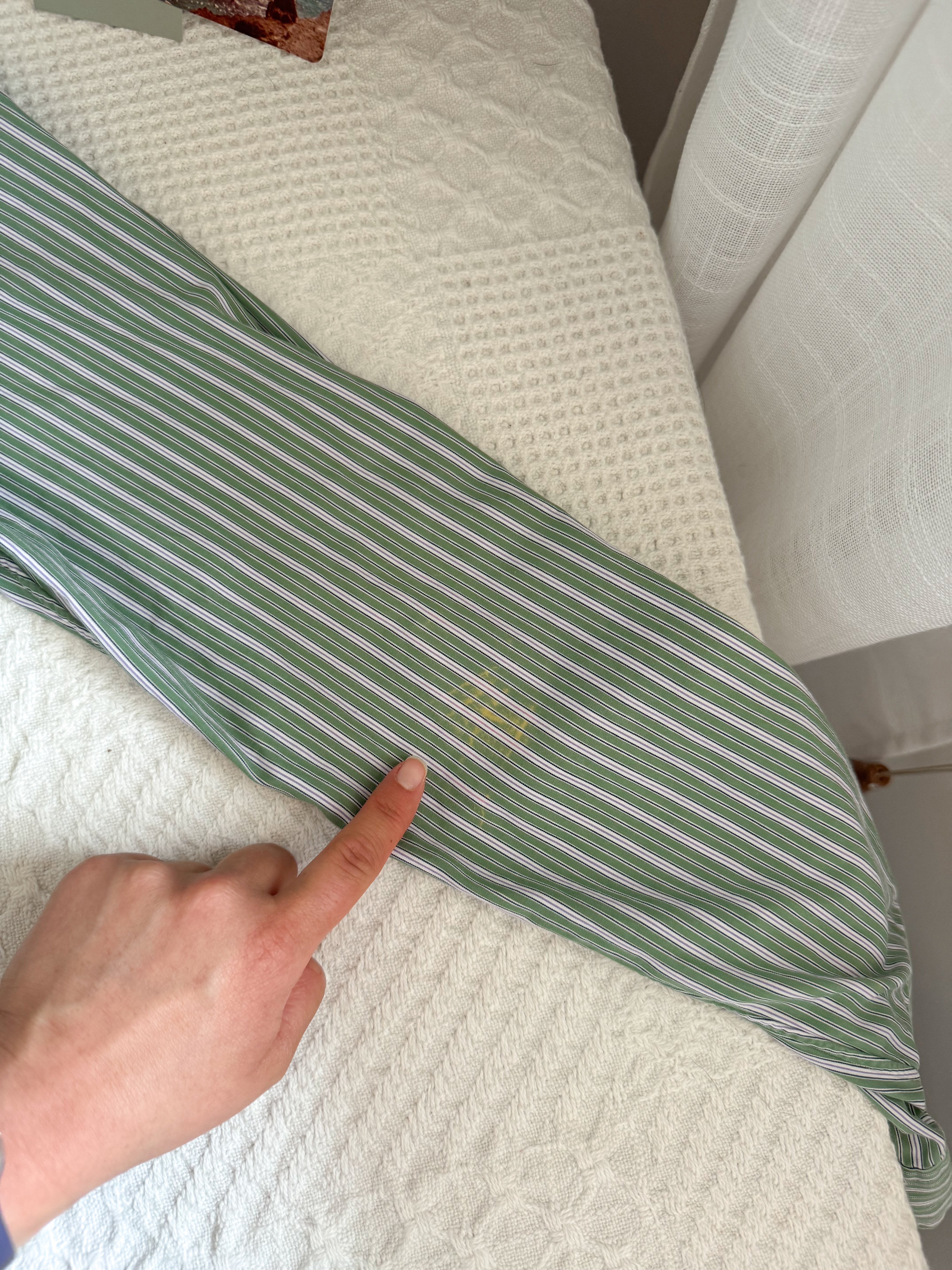 The Green Stripe Polo Button Down (M)