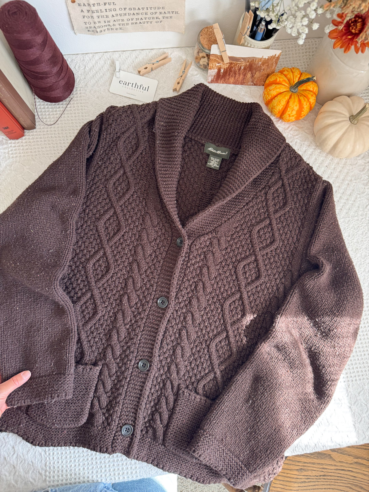 The Brown Speckle Cable Cardigan (XL)