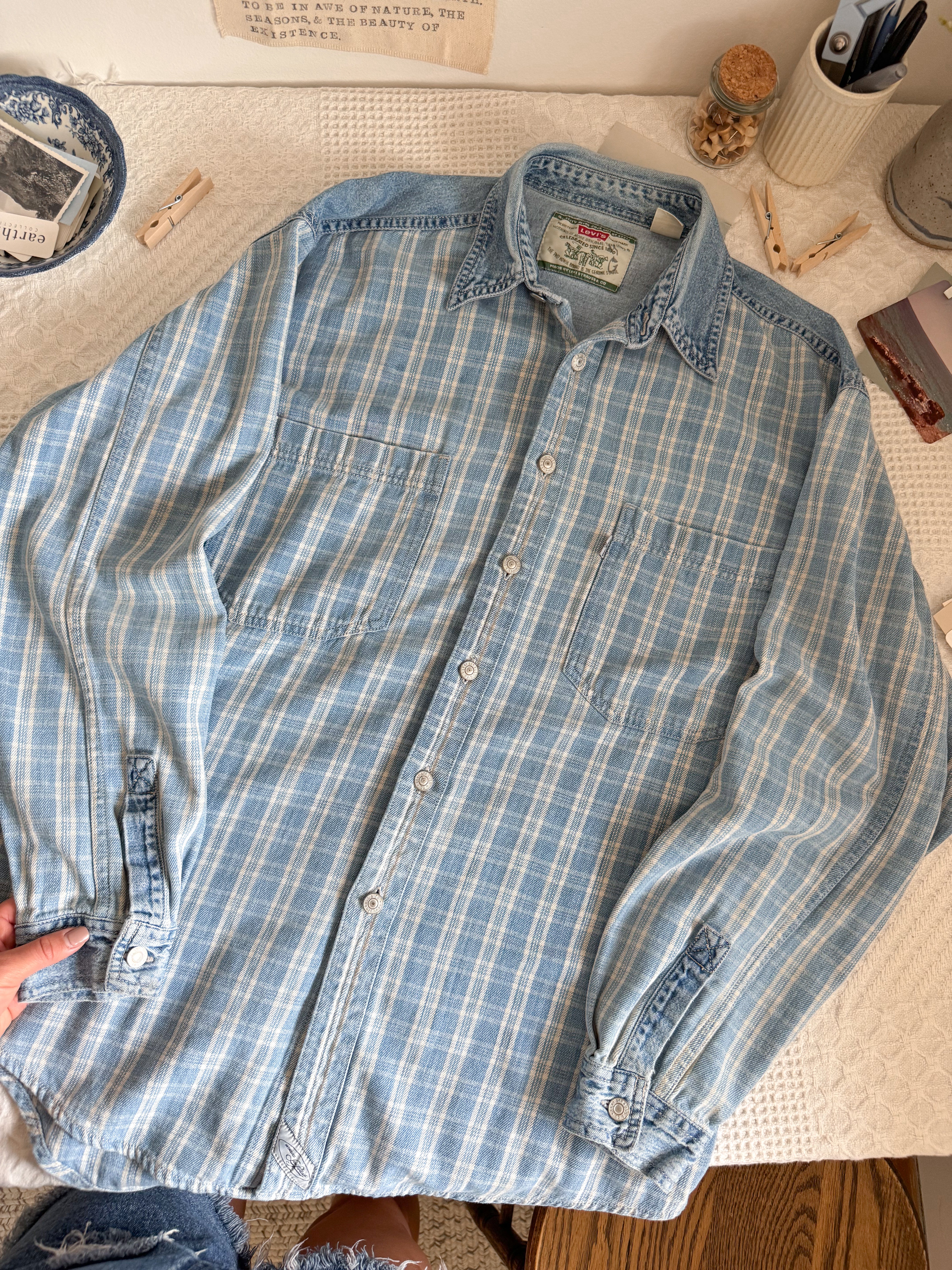 The Denim Flannel Button Up (L)