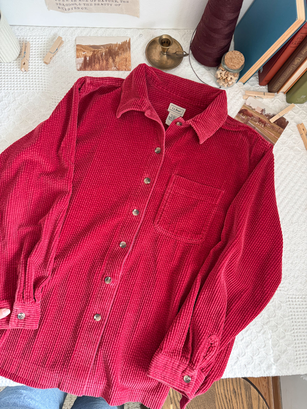The Apple Red Corduroy Shacket (M)