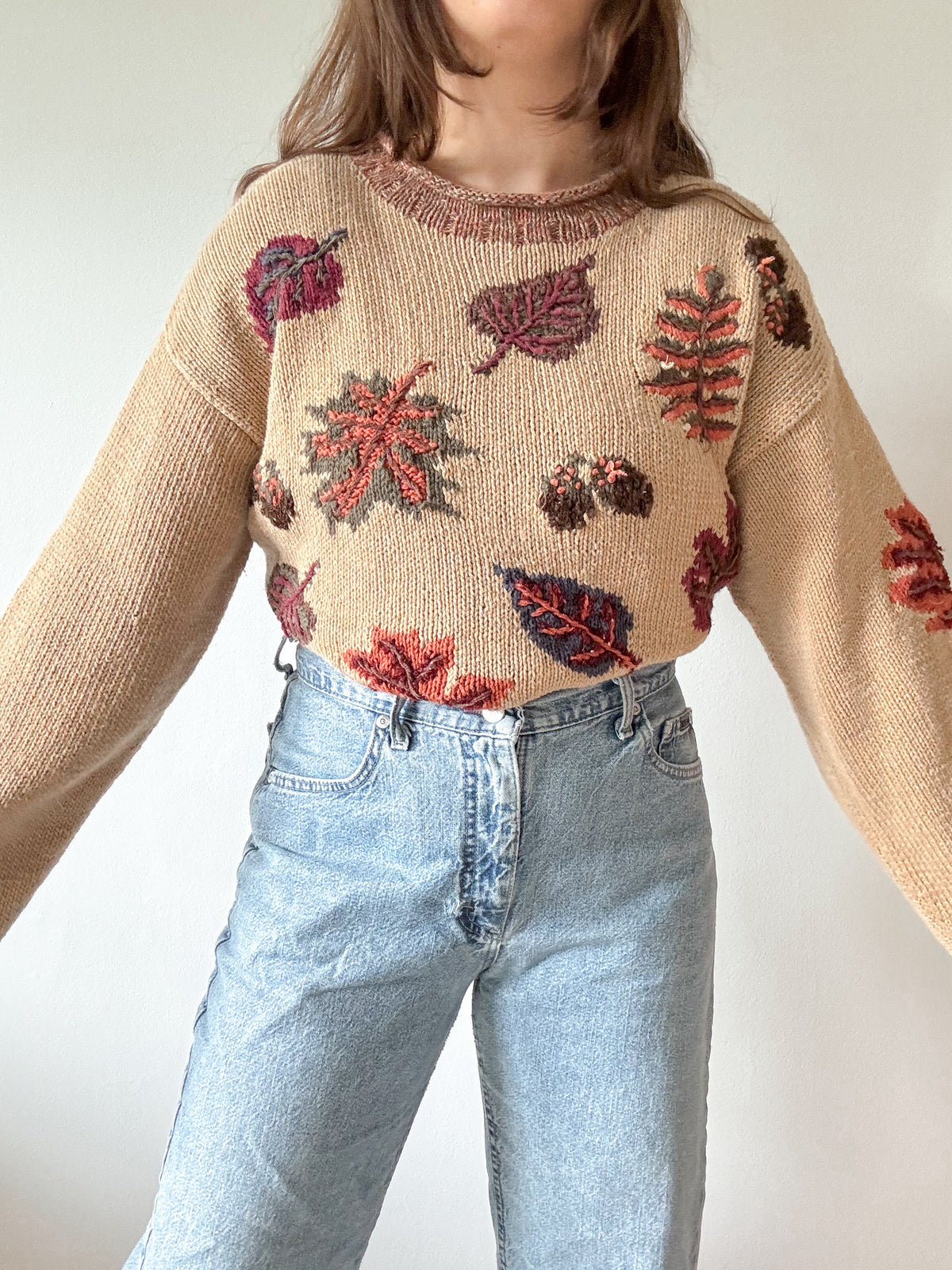 The Autumnal Leaf Rolled Neck Sweater (L)