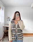 The Grandma Striped Zip Up Cardigan (M)