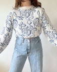 The White & Blue Rose Sweater (L)
