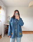 The Dog Embroidered Denim Barn Jacket (S/M)
